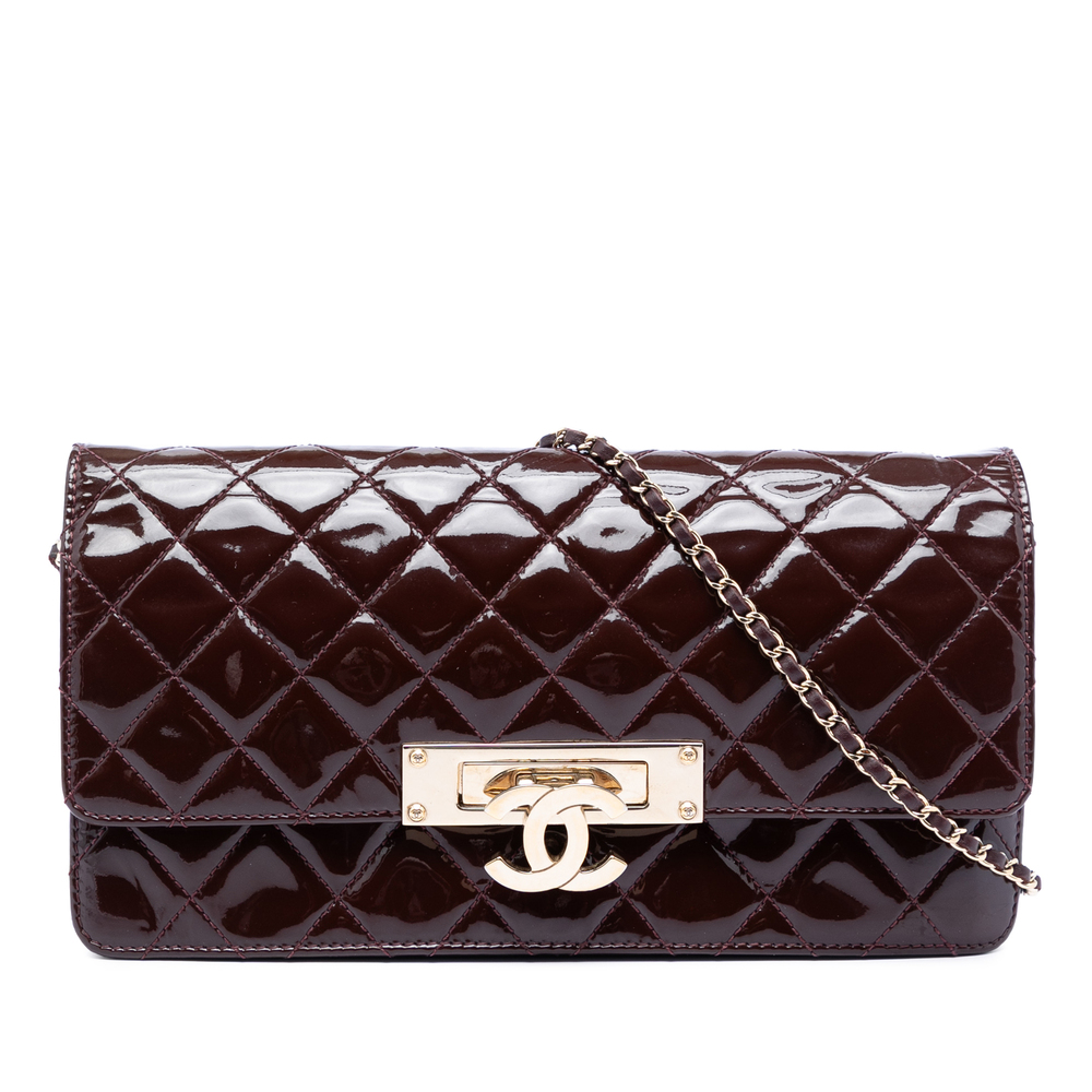 Pre-Loved Chanel Quilted Patent Golden Class East West Wallet on Chain